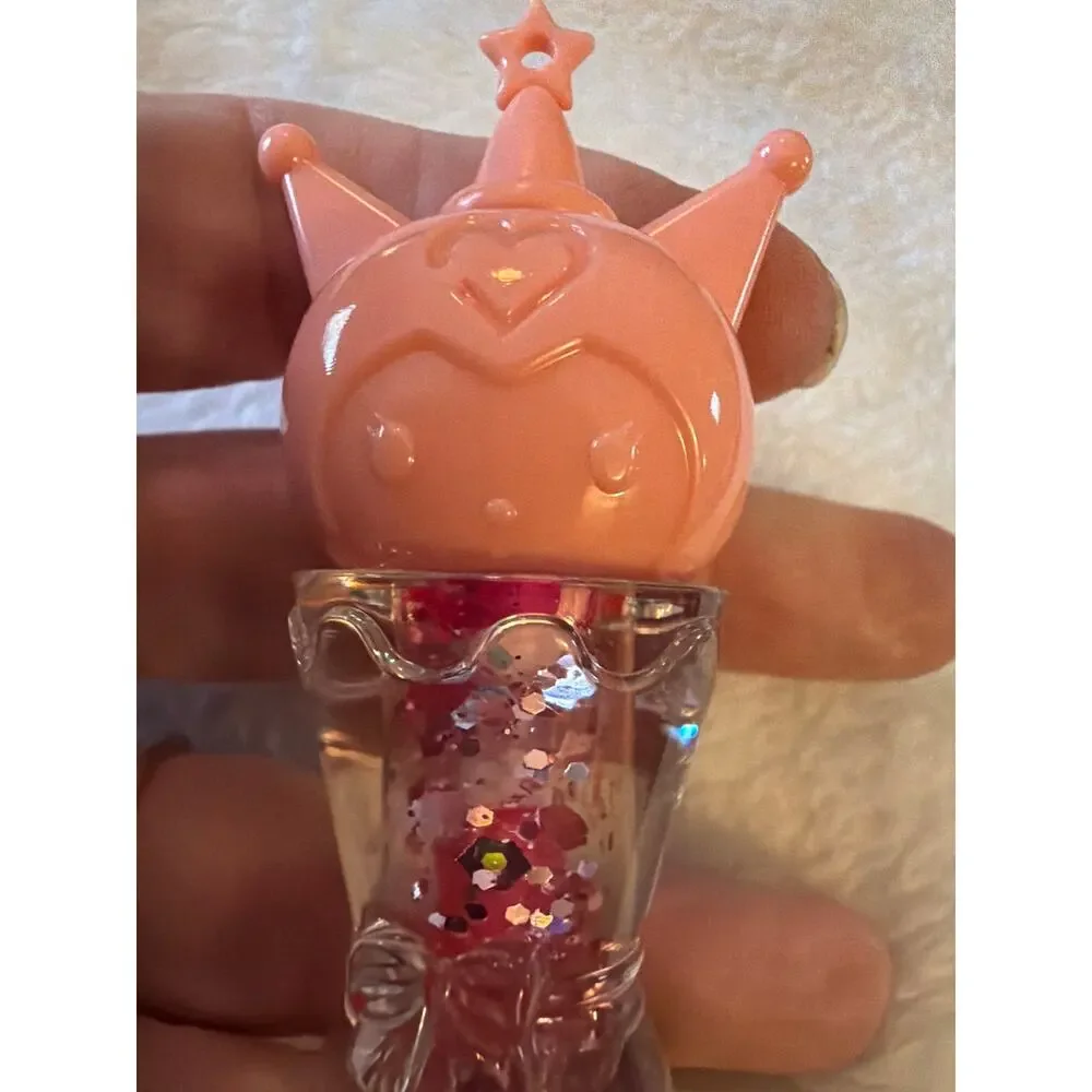 Kuromi Pink Crown Glitter Lip Gloss Sequin Clear Kawaii Character Makeup